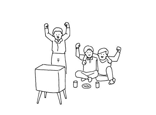 テレビを観る人々